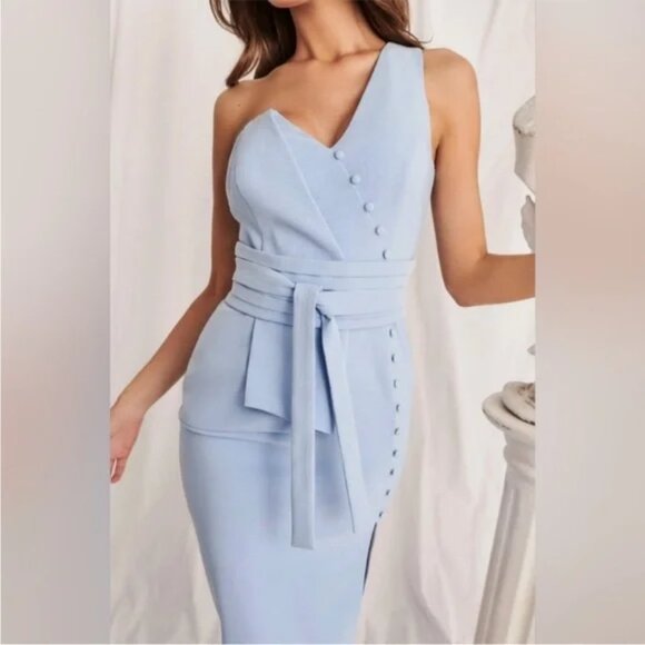 NWT Lavish Alice Holly Blue Cumberbund Dress NWT - Picture 3 of 3
